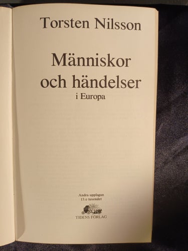 Människor och händelser i Europa - Torsten Nilsson - 1978