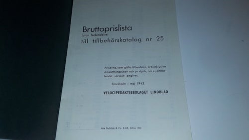 Lindblads prislista 1943