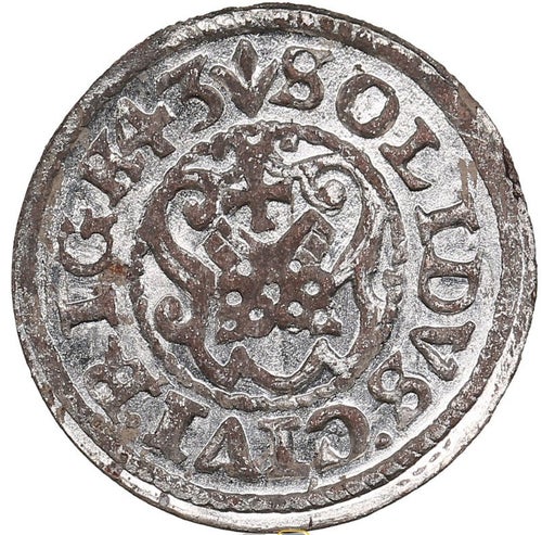 Staden Riga under svenskt styre, BI Schilling / Solidus 1643 - Christina