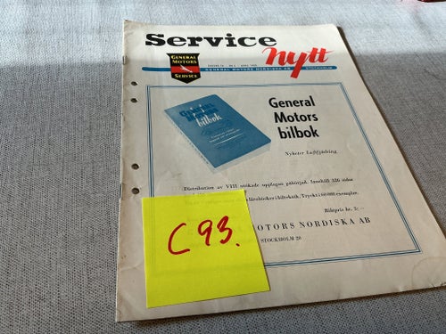Service Nytt General Motors bilbok 1959 c59