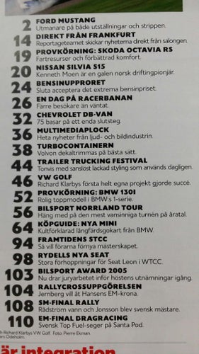 Bilsport nr 20 2005: Skoda Octavia RS, BMW 130i, köpguide Mini, Nissan Silvia