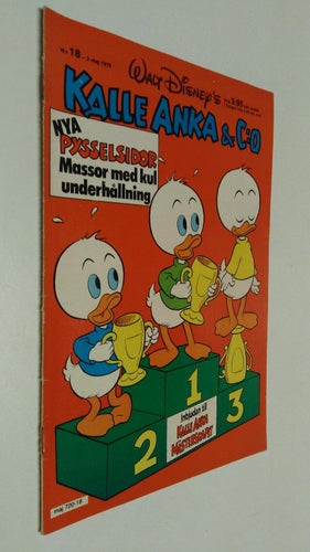 Kalle Anka 1979 nr 18 med olösta Kalle Ankas pysselsidor 9 + lösningar på fliken