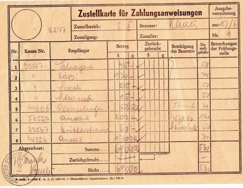 ÖSTERRIKE LISTA BETALANVISNINGAR 1948