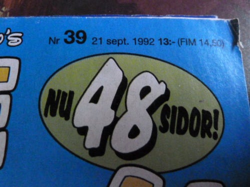 KALLE ANKA & C:O, 1992 NR 39, TIDNING
