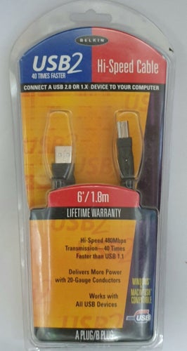 Usb A kabel. Belkin USB 2.0 Hi-Speed Kabel 6'/1.8m