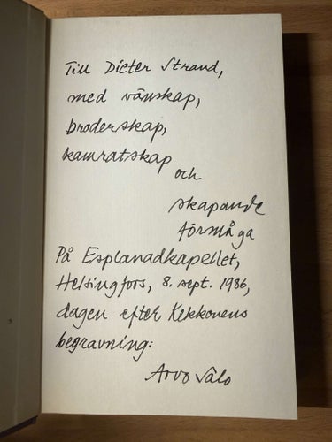 Vallan miehet – Arvo Salo | Lång dedikation till Dieter Strand