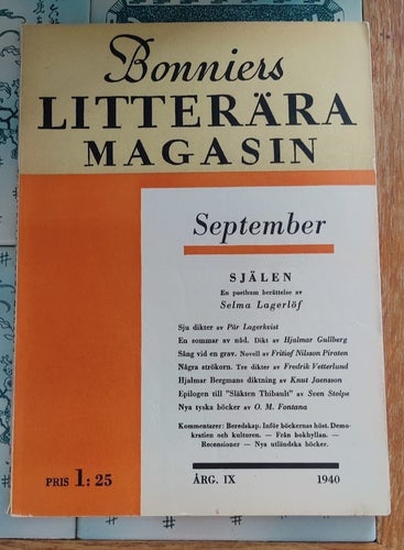 BLM September 1940 – Postumt av Selma Lagerlöf (Årg. IX, Nr 7)
