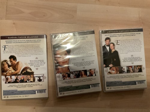 3 st olika Barbara Taylor Bradford DVD. 2 st inplastade och en öppnad.