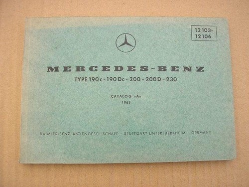 Reservdelskatalog MERCEDES - BENZ Type 190 c 190 Dc 200 220 D 230