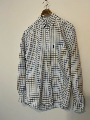Sebago vit/blå rutig herrskjorta, stl M 39-40