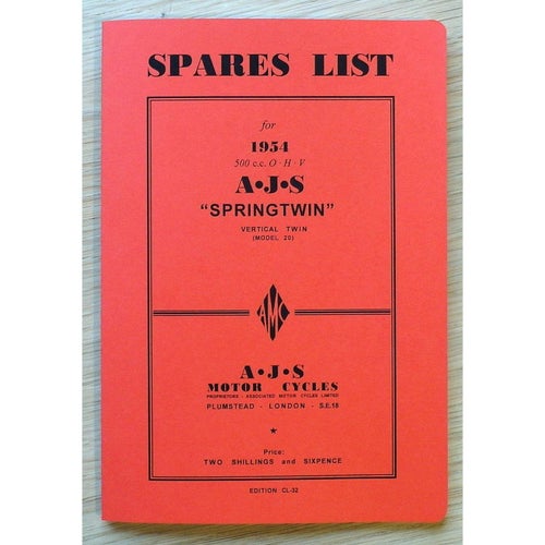 Reservdelskatalog AJS M20 1954