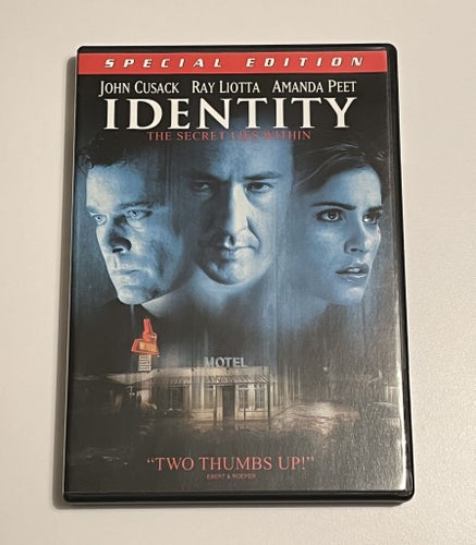 Identity / Obs: Reg.1, ej svensk text (John Cusack & Ray Liotta, 2003). Beg. DVD