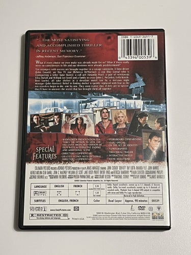 Identity / Obs: Reg.1, ej svensk text (John Cusack & Ray Liotta, 2003). Beg. DVD