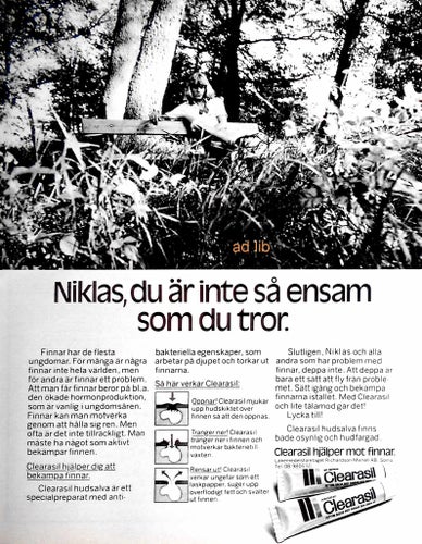 CLERASIL - HJÄLPER MOT FINNAR TIDNINGSANNONS 1975