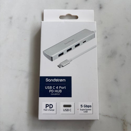 Sandstrøm USB C 4-portars PD HUB