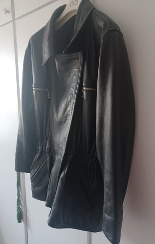 Svart skinnjacka 44/XL