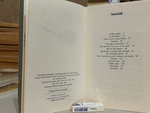 Vad vi pratar om när vi pratar om kärlek av Raymond Carver, Bok. Very F+