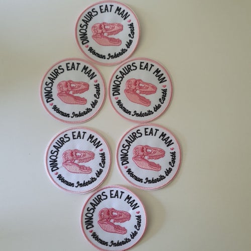 Set med 6 Broderade Tygmärken - Dinosaurier