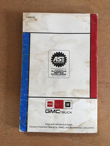 1989 GMC G Van Models Owner's Manual