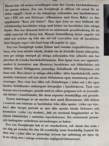 BARNBOKEN I SVERIGE 1750 - 1950, EVA VON ZWEIGBERGK 1965