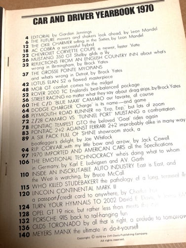 CAR and DRIVER ## 1970 YEARBOOK & 1976 BUYERS GUDIE ##