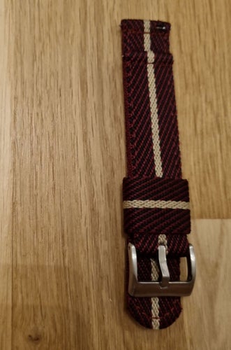 Klockarmband 20mm Textil röd beigh