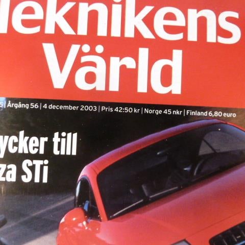 TEKNIKENS VÄRLD, 4/12 2003, NR 25, TIDNING, ALLT OM BILEN
