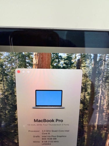 MacBook Pro 13”, 2018, Space Grey, i5, 8Gb ram, 250gb hårddisk, ingen laddare