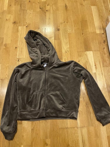 H&M brun mjukis huvtröja, storlek L fint skick