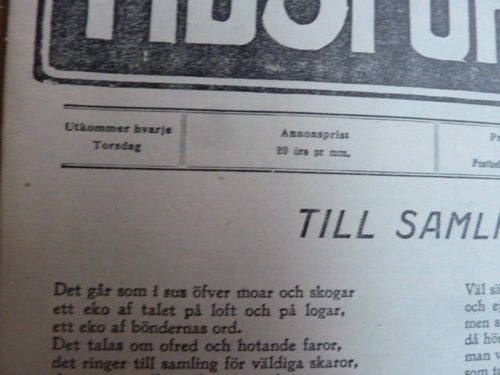 TIDSFÖRDRIF, 1914, TILL SAMLING, TIDNING
