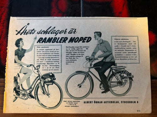 1953 Rambler Moped Flink cykelmotor Viktoria påhängdmotor