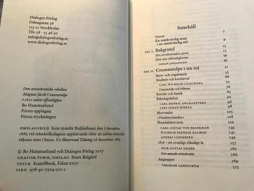 DEN ARISTOKRATISKE REBELLEN Magnus Jacob Crusenstolpe Bo Hammarlund 2017