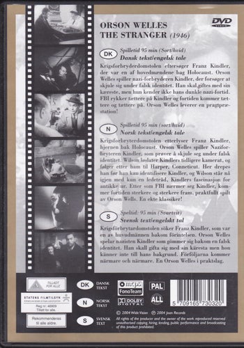 DVD / The Stranger (Främlingen) / Orson Welles / The Golden Collection