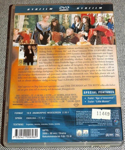 Vatel DVD Gerard Depardieu, Uma Thurman, Tim Roth Drama 2000