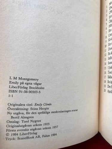 EMILY PÅ EGNA VÄGAR L. M. Montgomery 1984