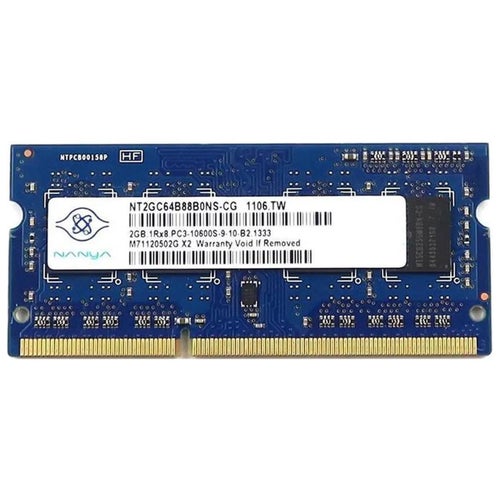 2 GB Nanya (1x2GB) DDR3 SODIMM PC3-10600S 1333 MHz CL9 RAM NT2GC64B88B0NS-CG