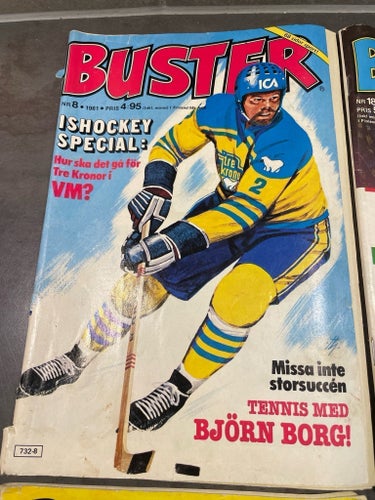 4 äldre Buster album / serietidningar! 1981 nr 8, 1982 nr 18, 1983 nr 12 o 16!