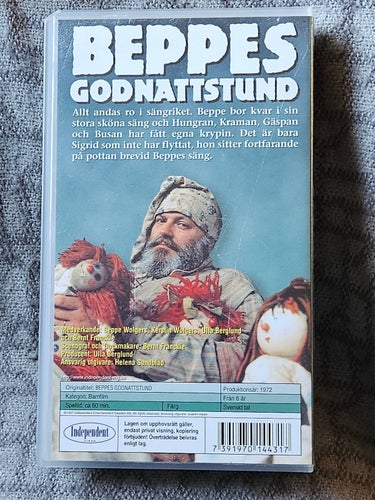 BEPPES GODNATTSTUND - VHS,SVENSK TAL