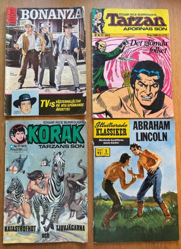 Tarzan / Korak / Bonanza / Illustrerade Klassiker – retro serietidningar 60–70-t