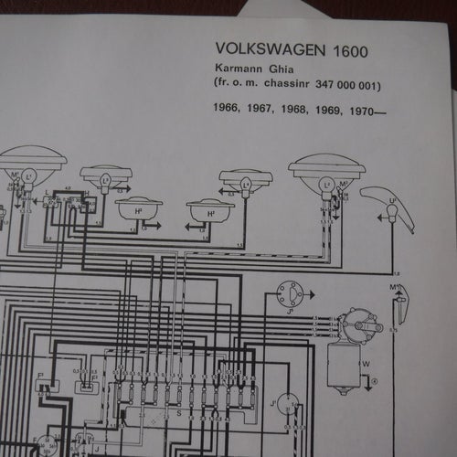 Elschema till Volkswagen 1600 Karmann-Ghia, 1966-70.