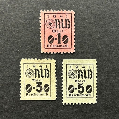 Nazi Tyskland - 3 skattemärken ’RLB Reichsluftschutzbund 1941’