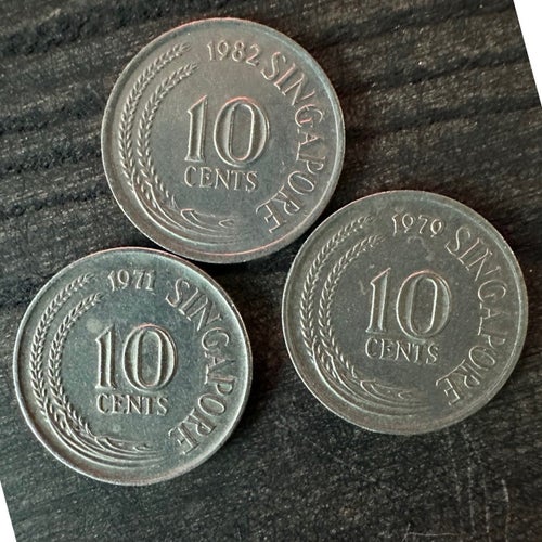 Mynt: Singapore - 10 Cents x 3 (1971/79/82) / coin