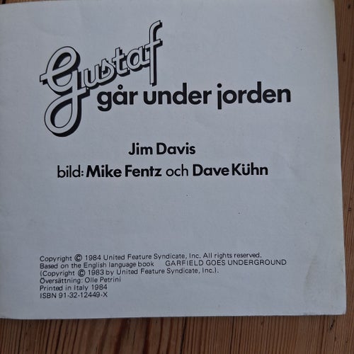 Gustaf går under jorden av Jim Davis, 1984