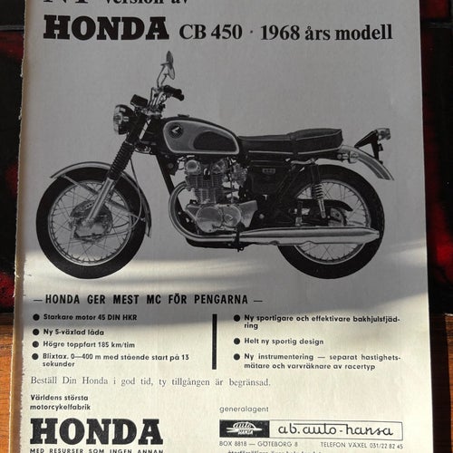 Honda CB 450reklam annons 1968 CB450