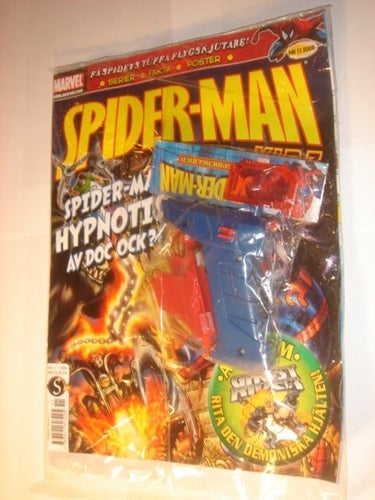 SPIDERMAN I ORIGINAL PLAST med leksak 2008 11 FLYGSKJUTARE