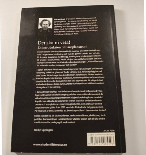 Det ska ni veta! En introduktion till läroplansteori av Göran Linde, 2003