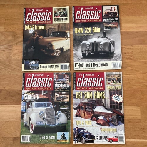 Fyra tidningar är Classic Motor Magasin från årgång 1996