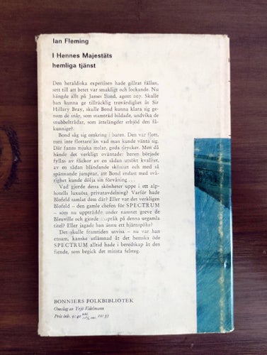 Ian Fleming - James Bond 007 / OHMSS - Bonniers Folkbibliotek 1965