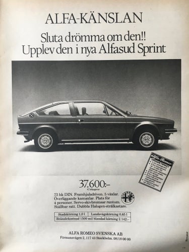 Alfa Romeo Alfasud Sprint 1978 Annons