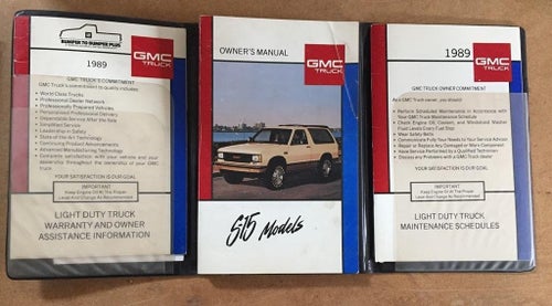 1989 GMC S-15 Models Owner's Manual